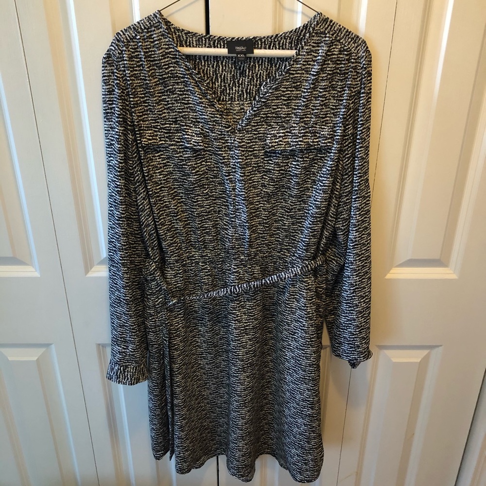 Black and White Massimo Belted Dress